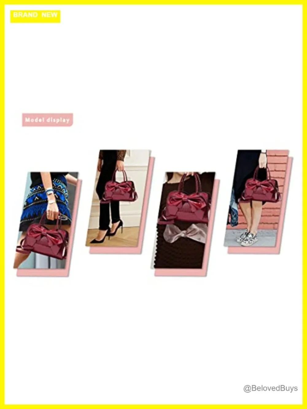 Women PU Leather Satchel Handbag with Removable Strap Tote Shoulder Bag